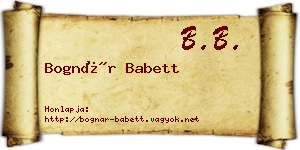 Bognár Babett névjegykártya