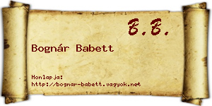 Bognár Babett névjegykártya